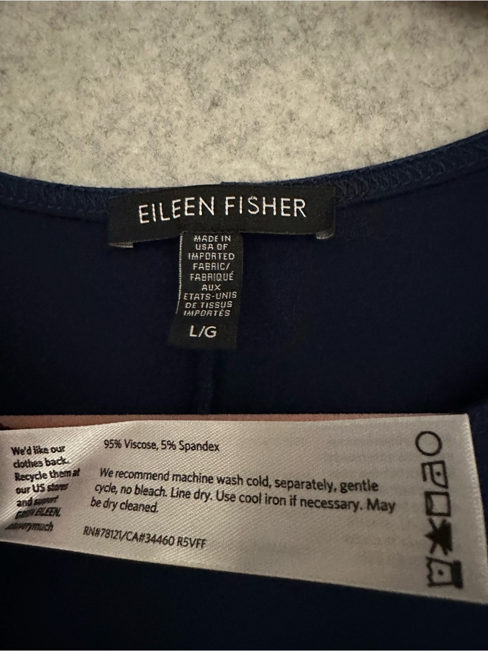 Eileen Fisher Navy Long-Sleeve Swing Top - Picture 6 of 7